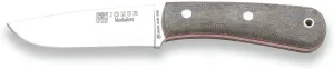 Joker Mountaineer CV134-P hunting knife, 4.3in Sandvik 14C28N blade, brown leather sheath, fishing, hunting, camping and hiking tool (Green Micarta Canvas   FireStarter)