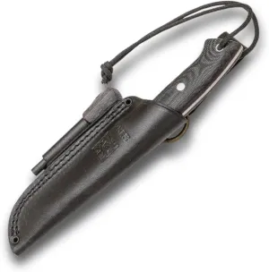 Joker Ranger Hunting Knife CM143-P – 4.33" Sandvik 14C28N Steel Blade, Canvas Micarta Handle, Brown Leather Sheath with Firestarter – Outdoor Tool for Hunting, Fishing, Camping & Hiking