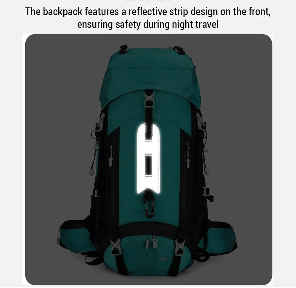 JSEIAJB Waterproof Backpacking Mountaineering Backpack 60L Hiking Backpack Large Capacity Camping Backpack