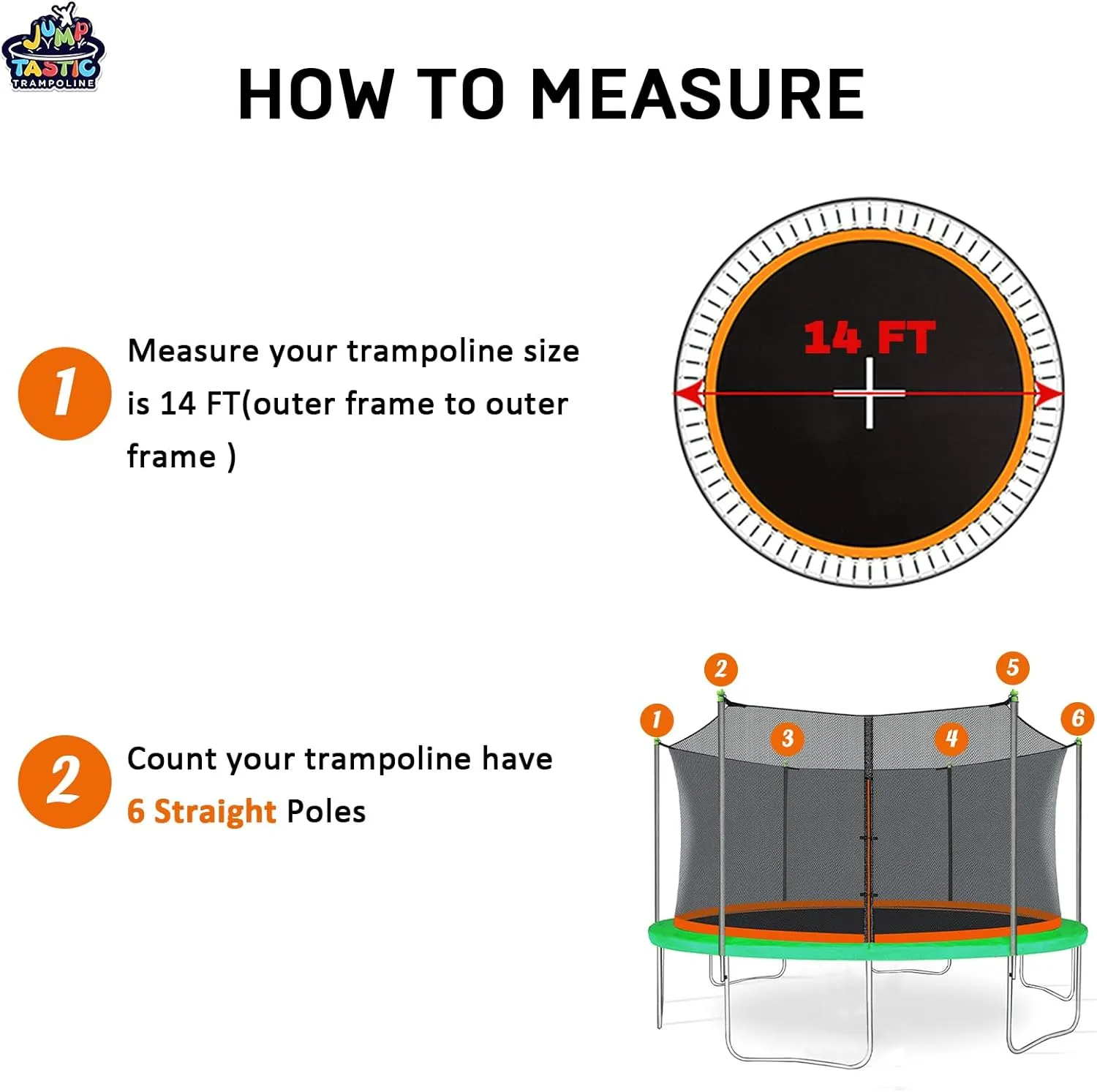 Jump Tastic Trampoline Net Replacement with 6 PoleCaps, 12-15 ft Round Safety Trampoline Net, UV-Resistant, Weather-Resistant, Breathable, Durable (Not Include Poles)