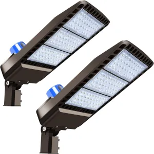 Juyace 300W LED Parking Lot Light Slip Fitter Mount Dusk to Dawn Outdoor Lighting Exterior Flood Commercial Outside IP65 Waterproof Security Area Shoebox Street (2 Pack)