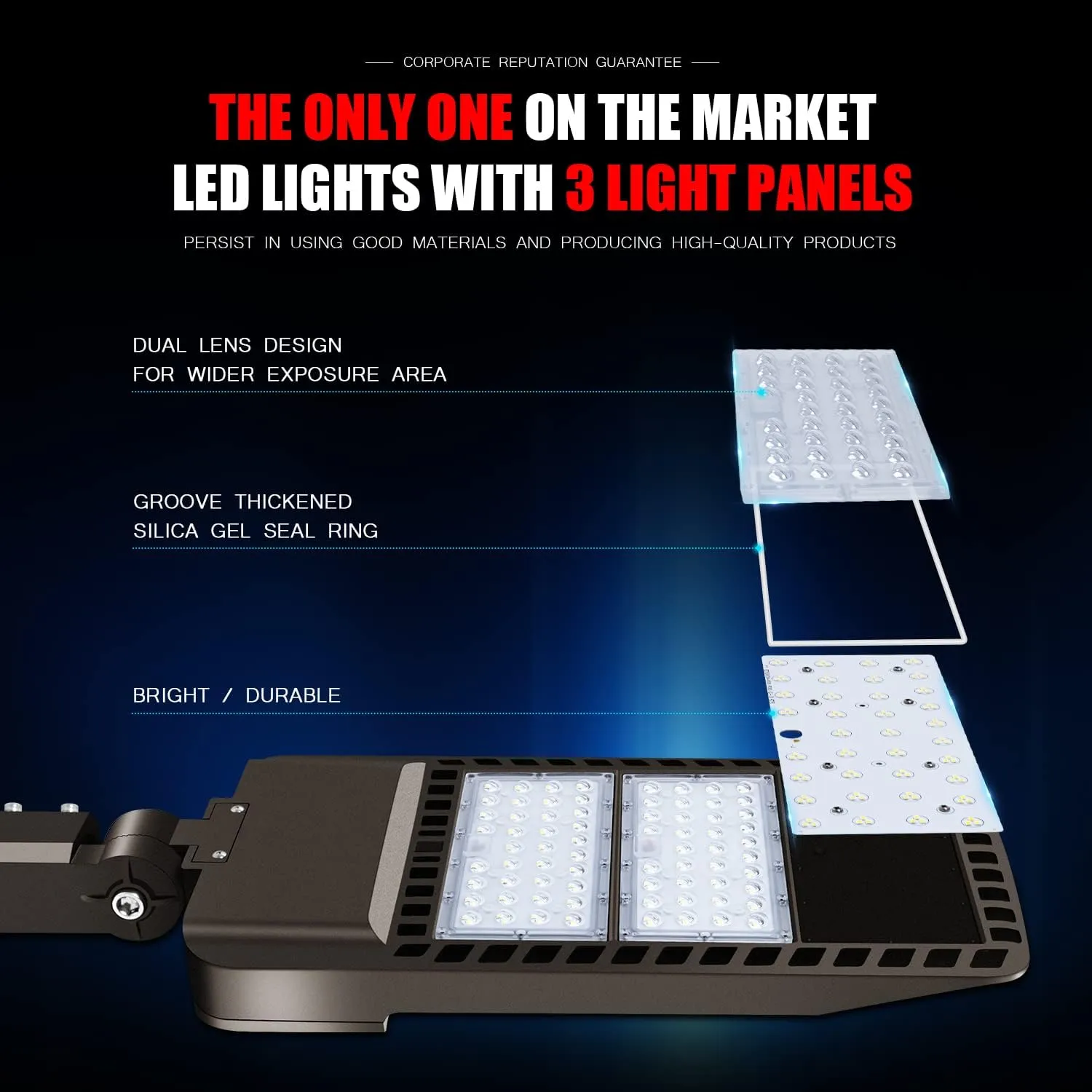Juyace 300W LED Parking Lot Light Slip Fitter Mount Dusk to Dawn Outdoor Lighting Exterior Flood Commercial Outside IP65 Waterproof Security Area Shoebox Street (2 Pack)