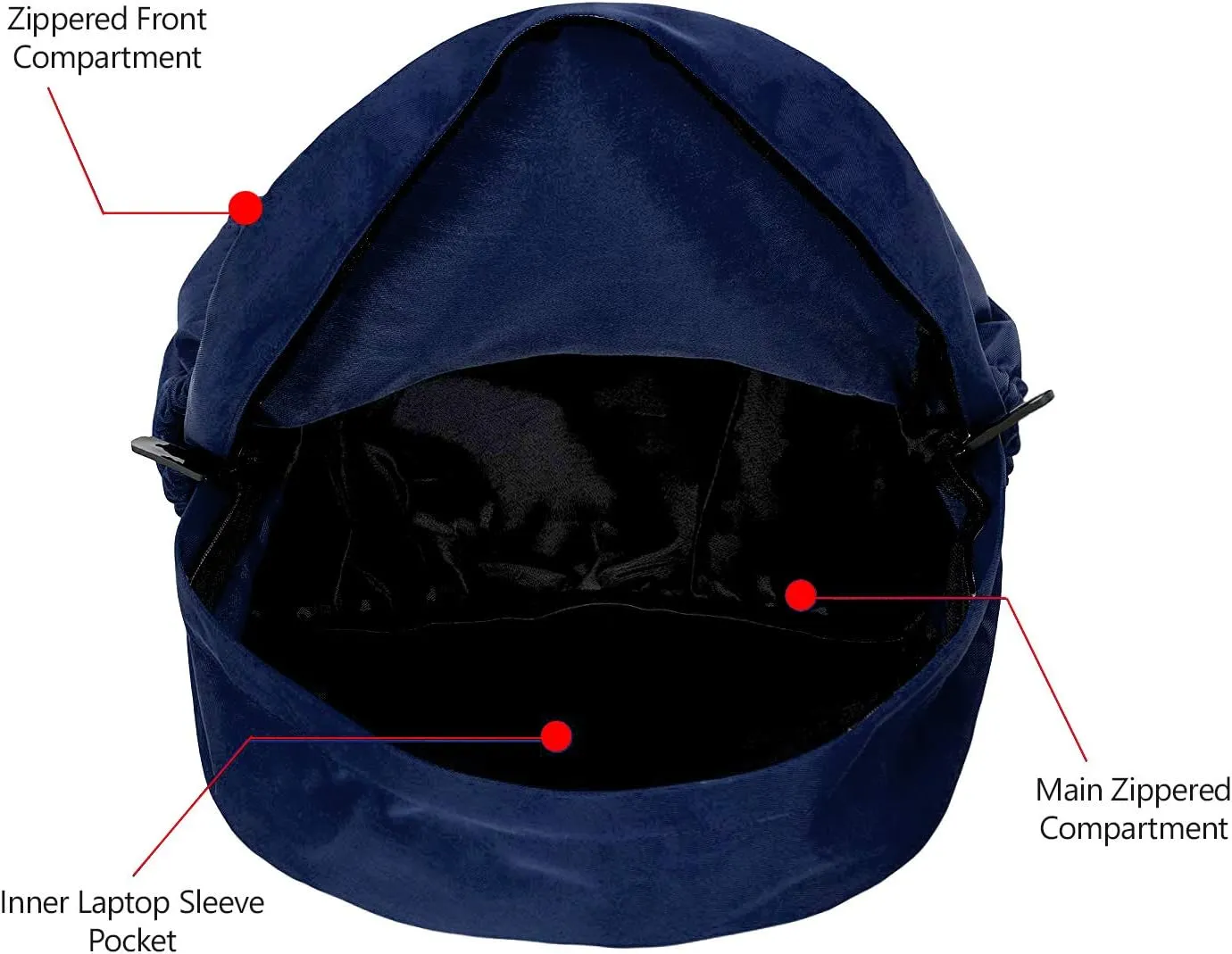 K-Cliffs Classic Backpack Quality Student Bookbag Basic Travel Daypack w/Water Bottle Pockets Navy Blue