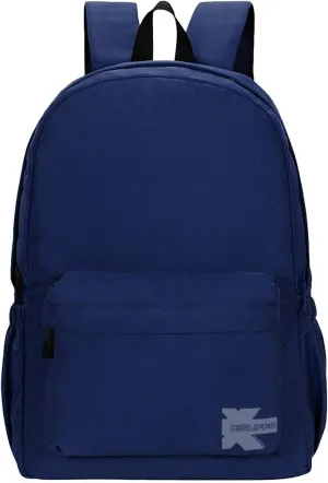 K-Cliffs Classic Backpack Quality Student Bookbag Basic Travel Daypack w/Water Bottle Pockets Navy Blue