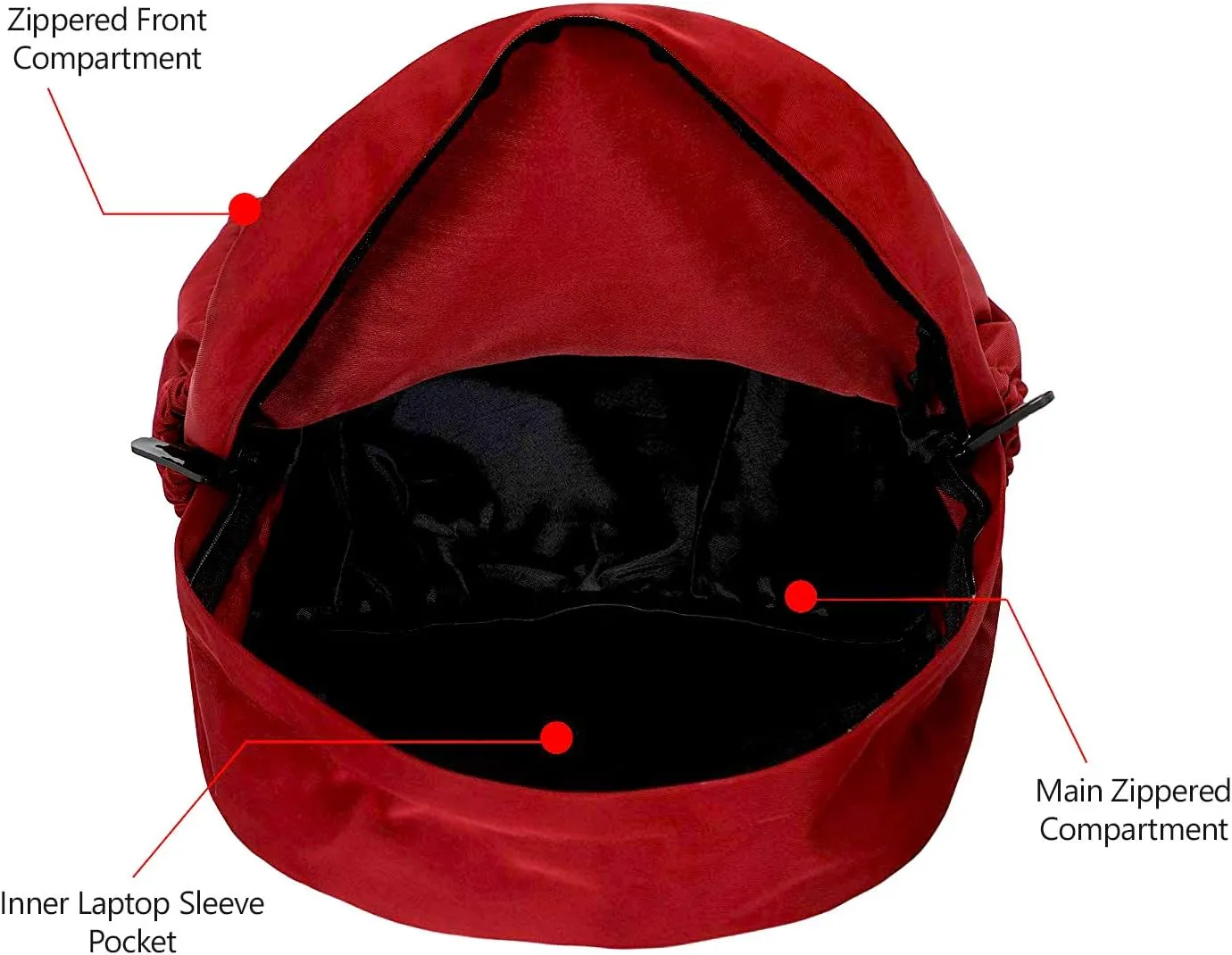 K-Cliffs Classic Backpack Quality Student Bookbag Basic Travel Daypack w/Water Bottle Pockets Red
