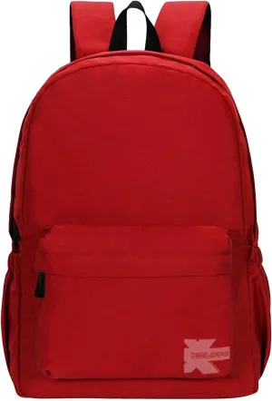 K-Cliffs Classic Backpack Quality Student Bookbag Basic Travel Daypack w/Water Bottle Pockets Red