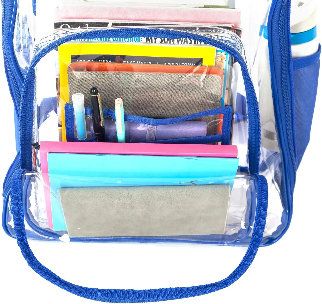 K-Cliffs Large Transparent Backpack Clear Heavy Duty School Bag Durable Student Bookbag See Through Vinyl Daypack Workbag