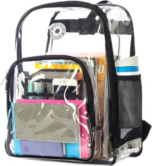 K-Cliffs Large Transparent Backpack Clear Heavy Duty School Bag Durable Student Bookbag See Through Vinyl Daypack Workbag