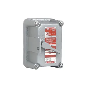 Killark FXS-1C Front Cover and Tumbler Switch, Hazardous Location, 1 Pole, 1 Gang, 20 Amp, Cast Aluminum, On/Off"