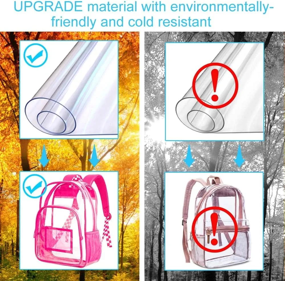 KLFVB Clear Backpack, Heavy Duty Transparent Bookbag, See Through Sequin Backpacks