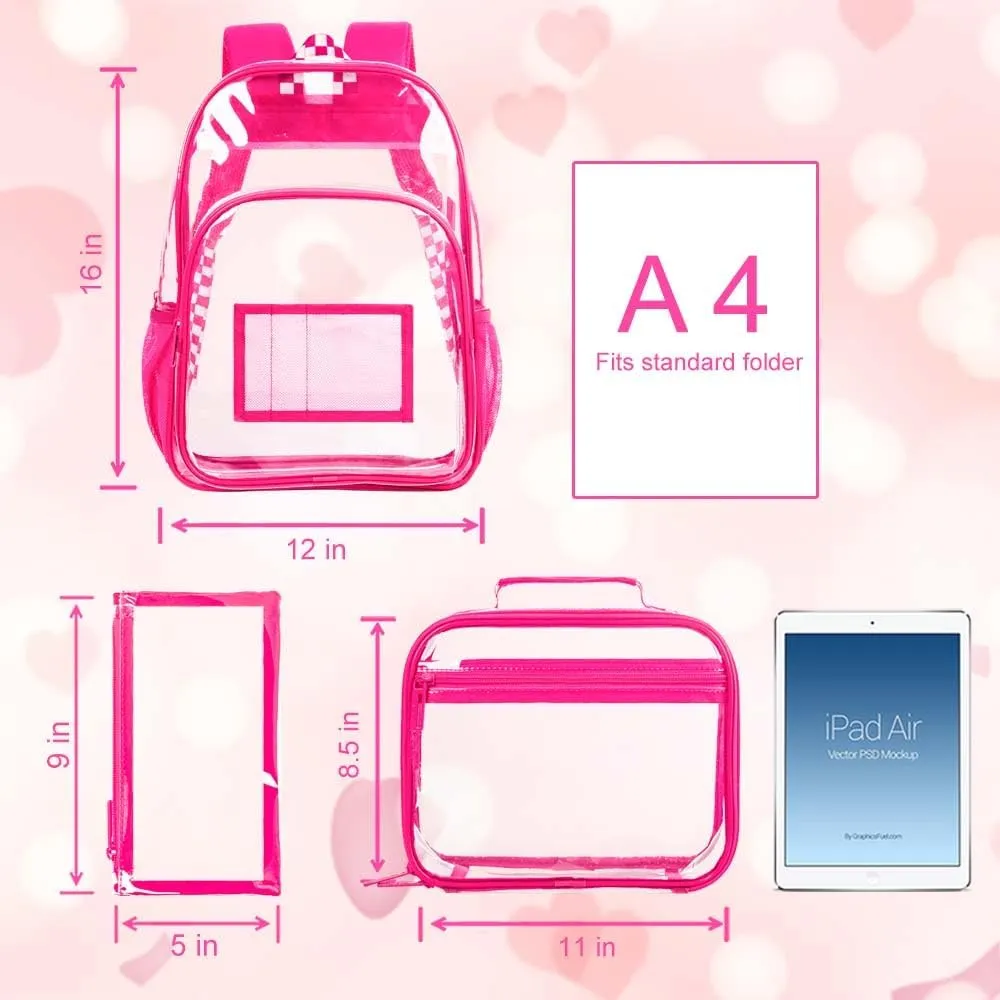 KLFVB Clear Backpack, Heavy Duty Transparent Bookbag, See Through Sequin Backpacks