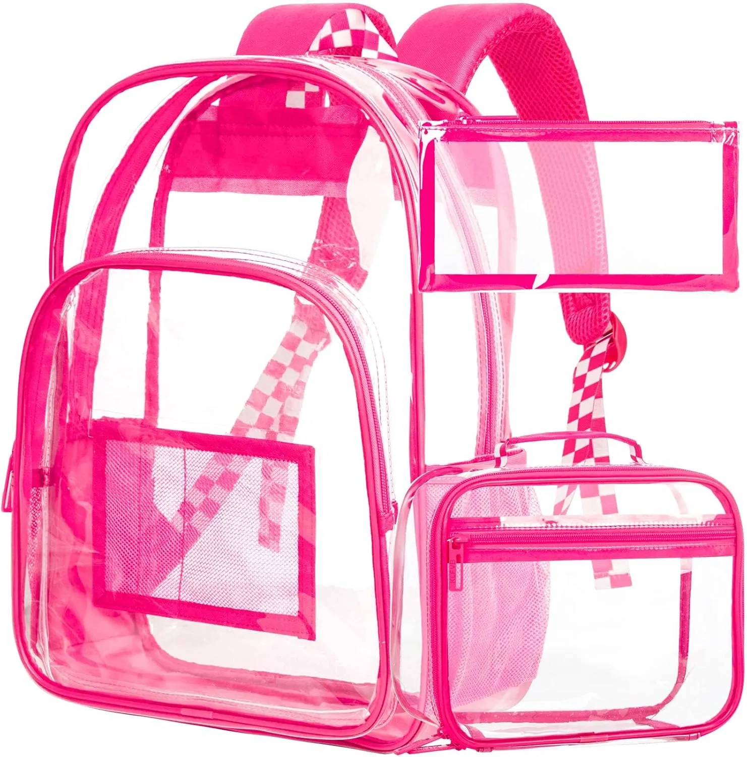 KLFVB Clear Backpack, Heavy Duty Transparent Bookbag, See Through Sequin Backpacks