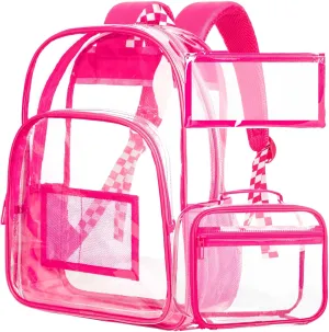 KLFVB Clear Backpack, Heavy Duty Transparent Bookbag, See Through Sequin Backpacks