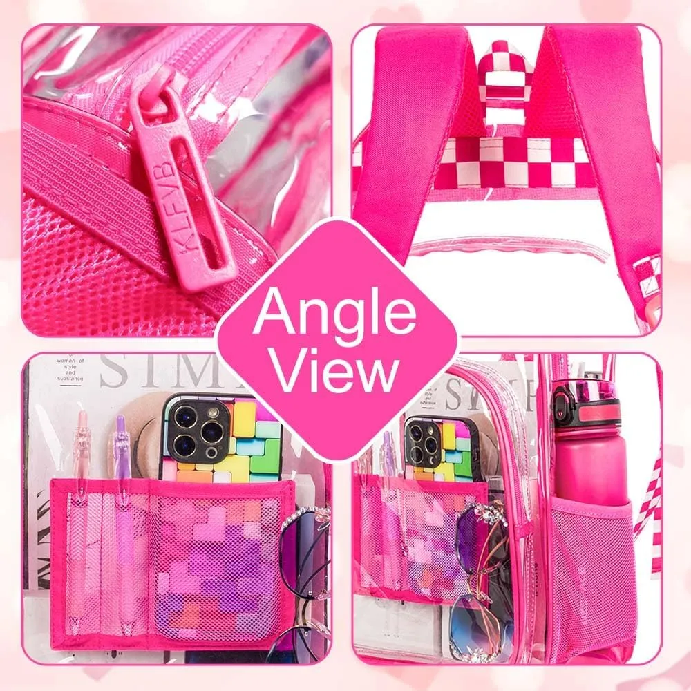 KLFVB Clear Backpack, Heavy Duty Transparent Bookbag, See Through Sequin Backpacks