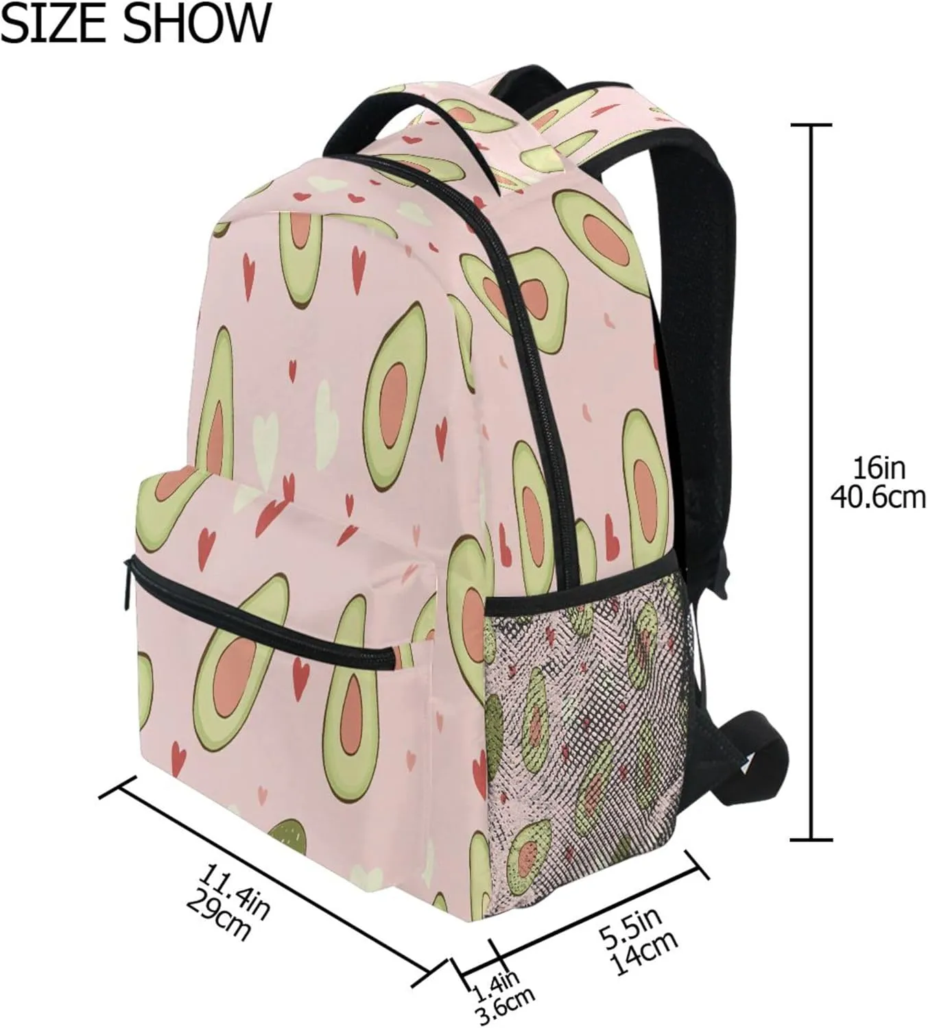 KLL Backpacks for Men Women Waterproof Sports Backpack with Chest Strap Gift Men & Women Avocado Heart