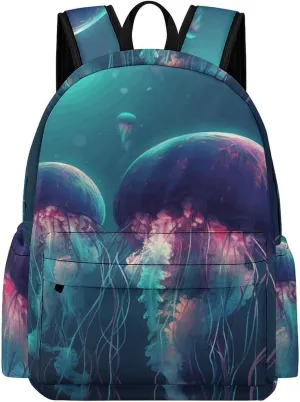 Laptop Backpack for Women Men Daypack Waterproof Color Jellyfish Computer Bag Business Work Bag for Travel