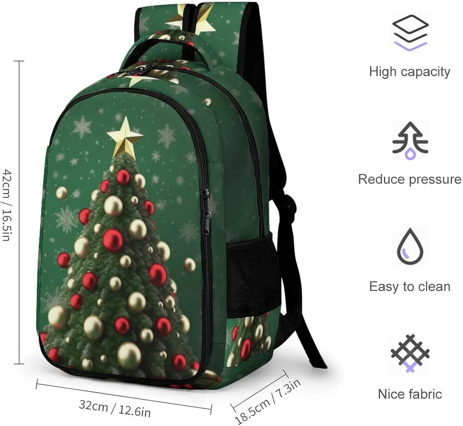 Laptop Backpack for Women Men Daypack Waterproof Round Ball Christmas Tree Computer Bag Business Work Bag for Travel