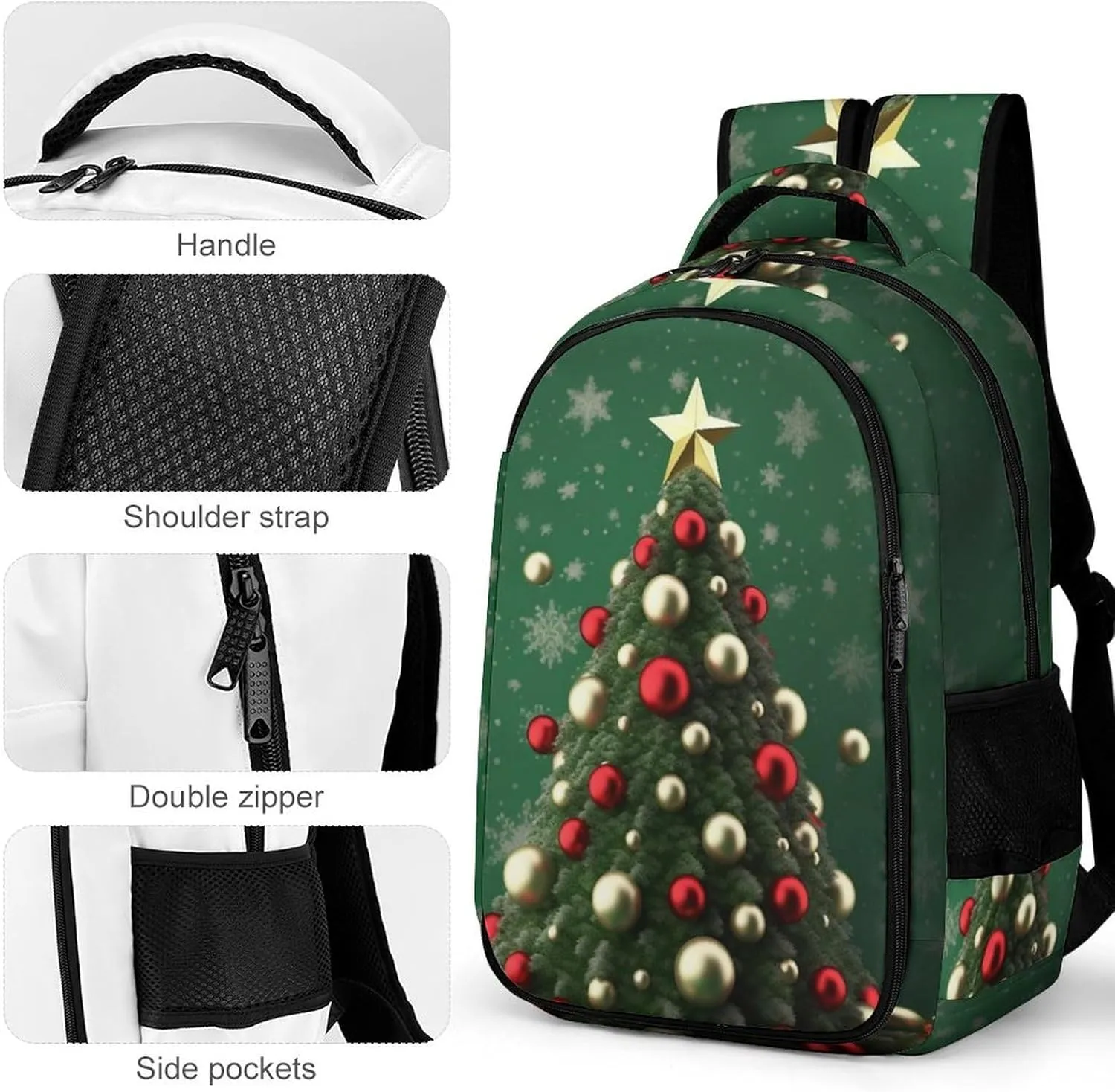 Laptop Backpack for Women Men Daypack Waterproof Round Ball Christmas Tree Computer Bag Business Work Bag for Travel