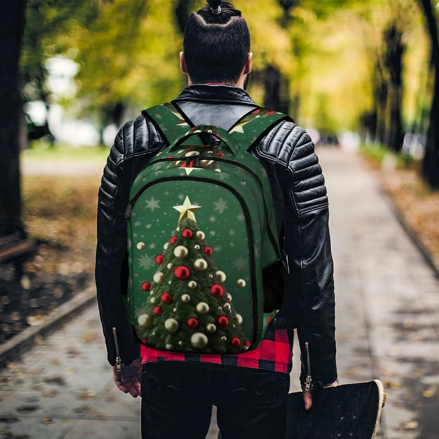 Laptop Backpack for Women Men Daypack Waterproof Round Ball Christmas Tree Computer Bag Business Work Bag for Travel