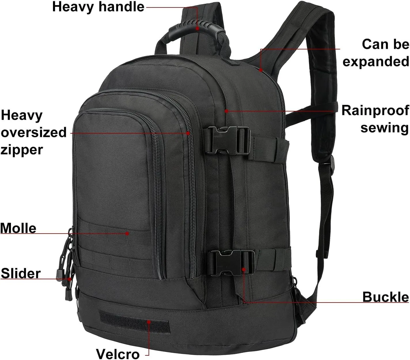 Large 3 Day Expandable 39L-64L Backpack Military Tactical Hiking Camping Daypack