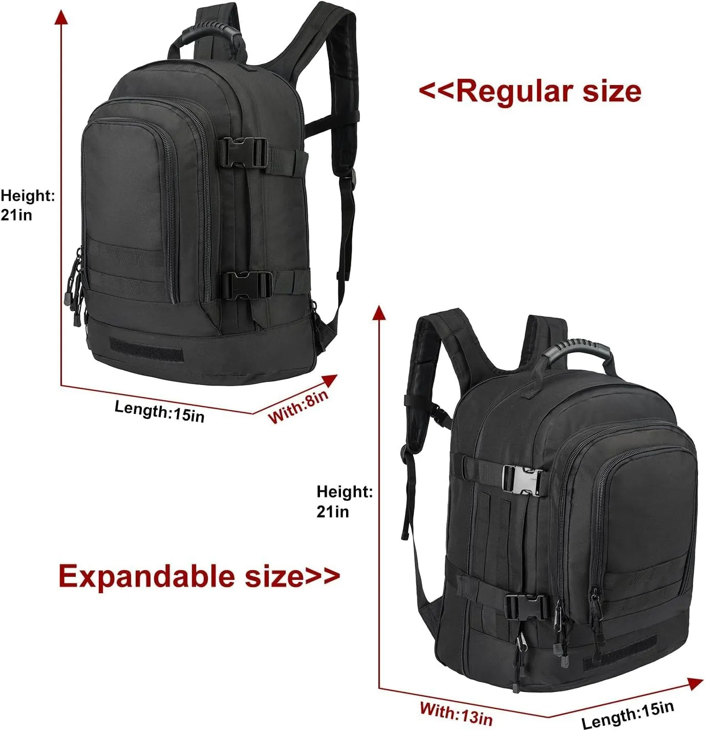 Large 3 Day Expandable 39L-64L Backpack Military Tactical Hiking Camping Daypack