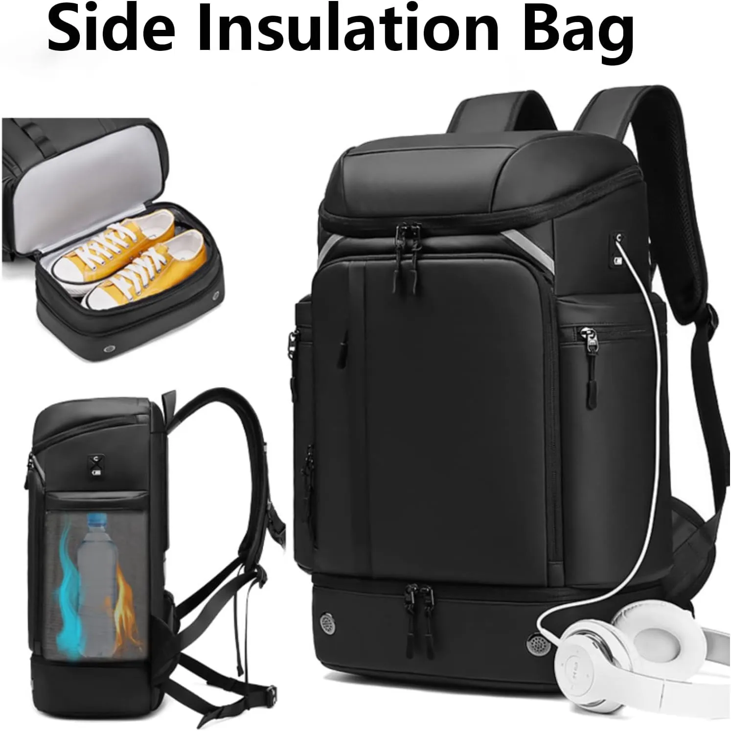 Large Travel Backpack,50L Carry-On Backpack Water Resistant Flight Approved Weekender Bag Luggage Backpack Business Daypack for Men and Women(Black)