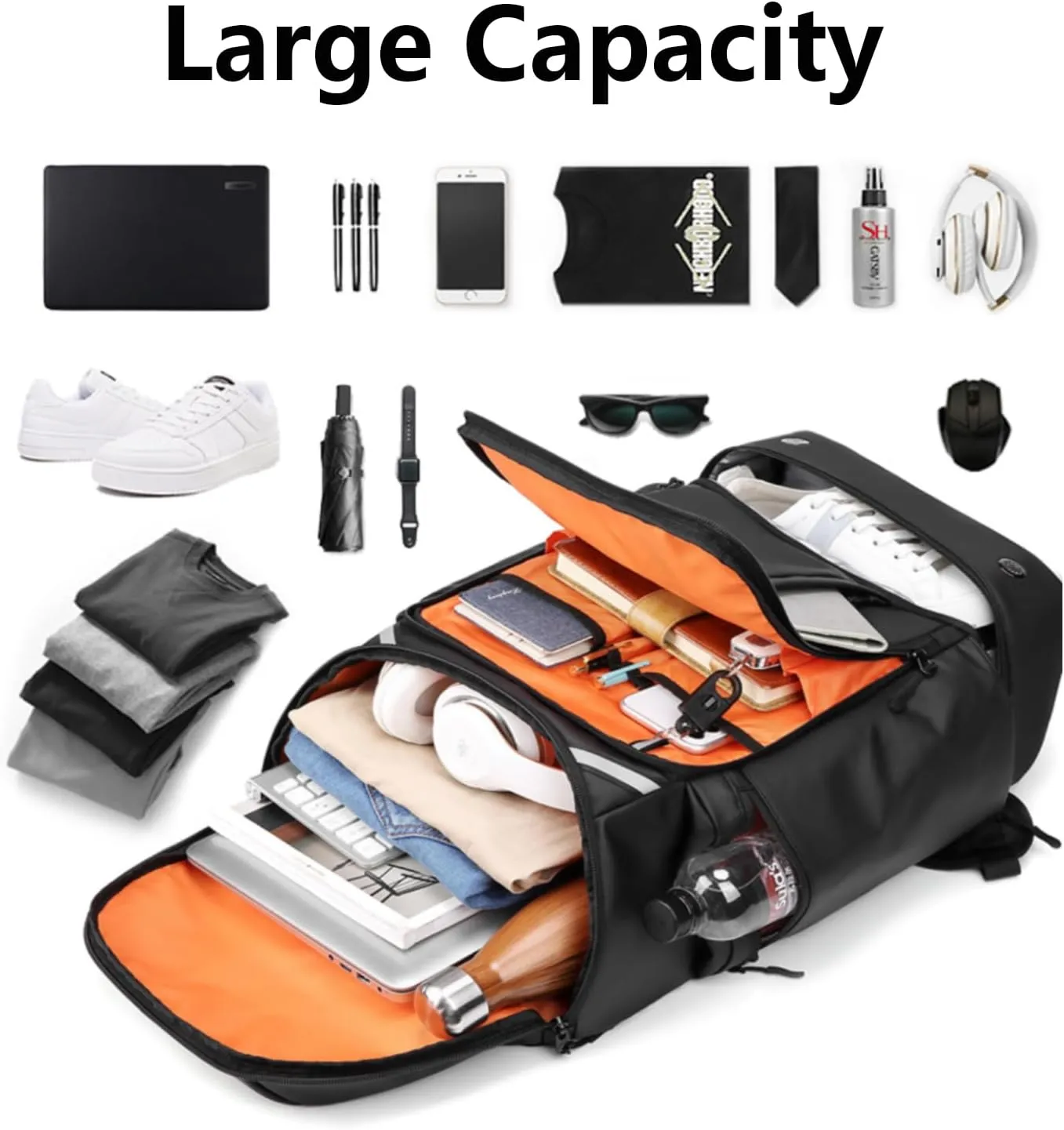Large Travel Backpack,50L Carry-On Backpack Water Resistant Flight Approved Weekender Bag Luggage Backpack Business Daypack for Men and Women(Black)