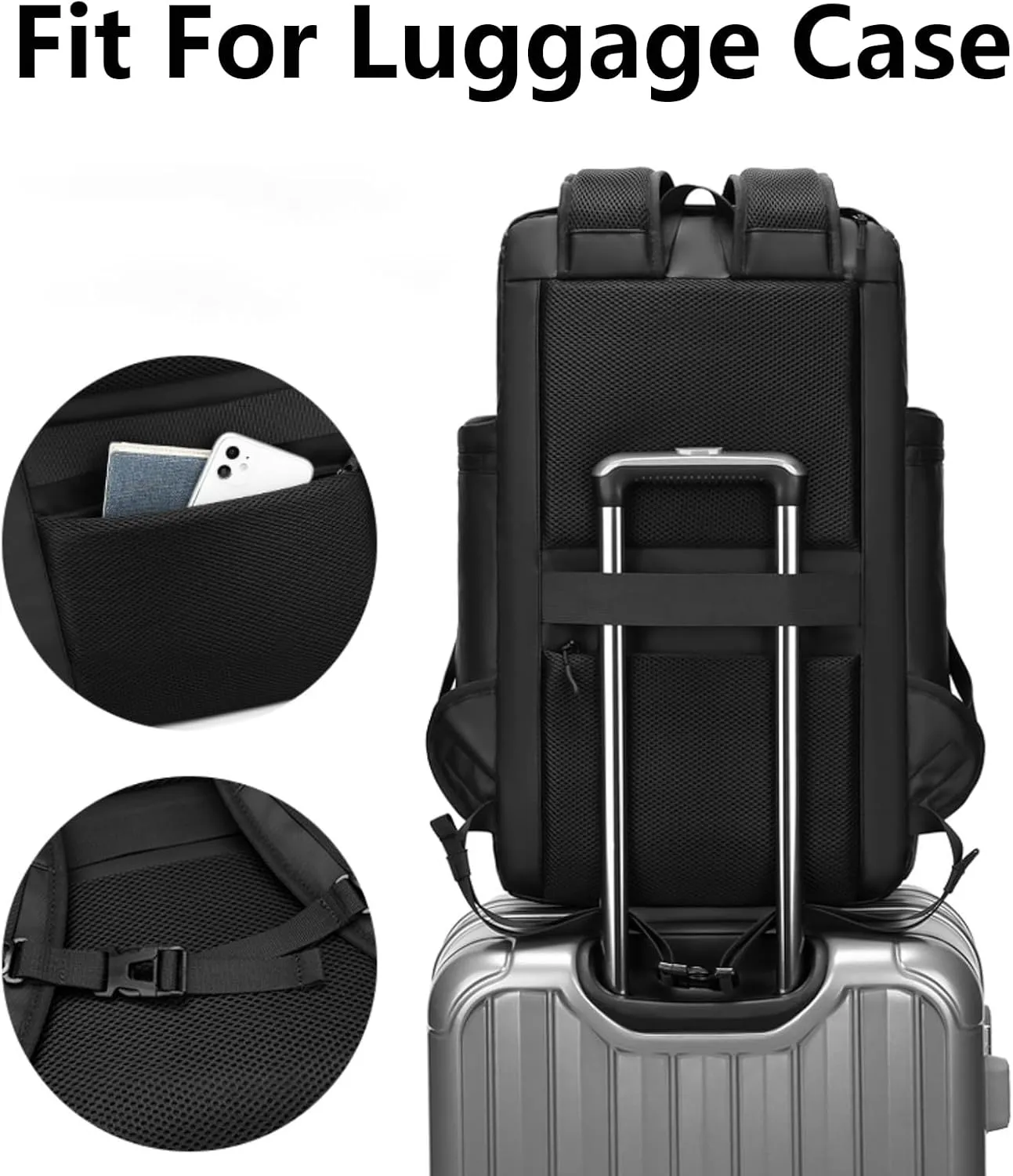 Large Travel Backpack,50L Carry-On Backpack Water Resistant Flight Approved Weekender Bag Luggage Backpack Business Daypack for Men and Women(Black)
