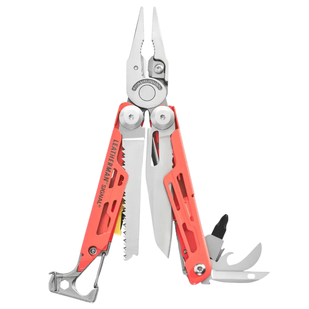 Leatherman 19 Tool Signal Camping Multi-Tool with Firestarter & Nylon Sheath Guava & Silver