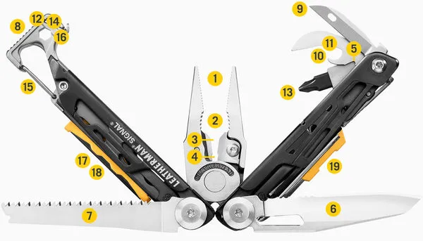 Leatherman 19 Tool Signal Camping Multi-Tool with Firestarter & Nylon Sheath Guava & Silver