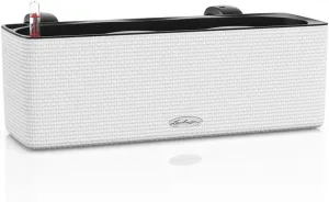 Lechuza 13680 Cube Color Triple Self-Watering Planter for Indoor and Outdoor Use, 16" x 5.5" x 5.25", White