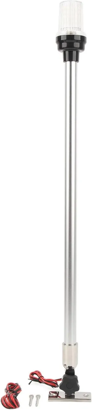 LED Boat Anchor Light 180 ¡ã Rotatable 24in Stainless Steel Base COB Stern Light for Yachts Ships with Stable Base and Pole, Material, High Visibility, IP67