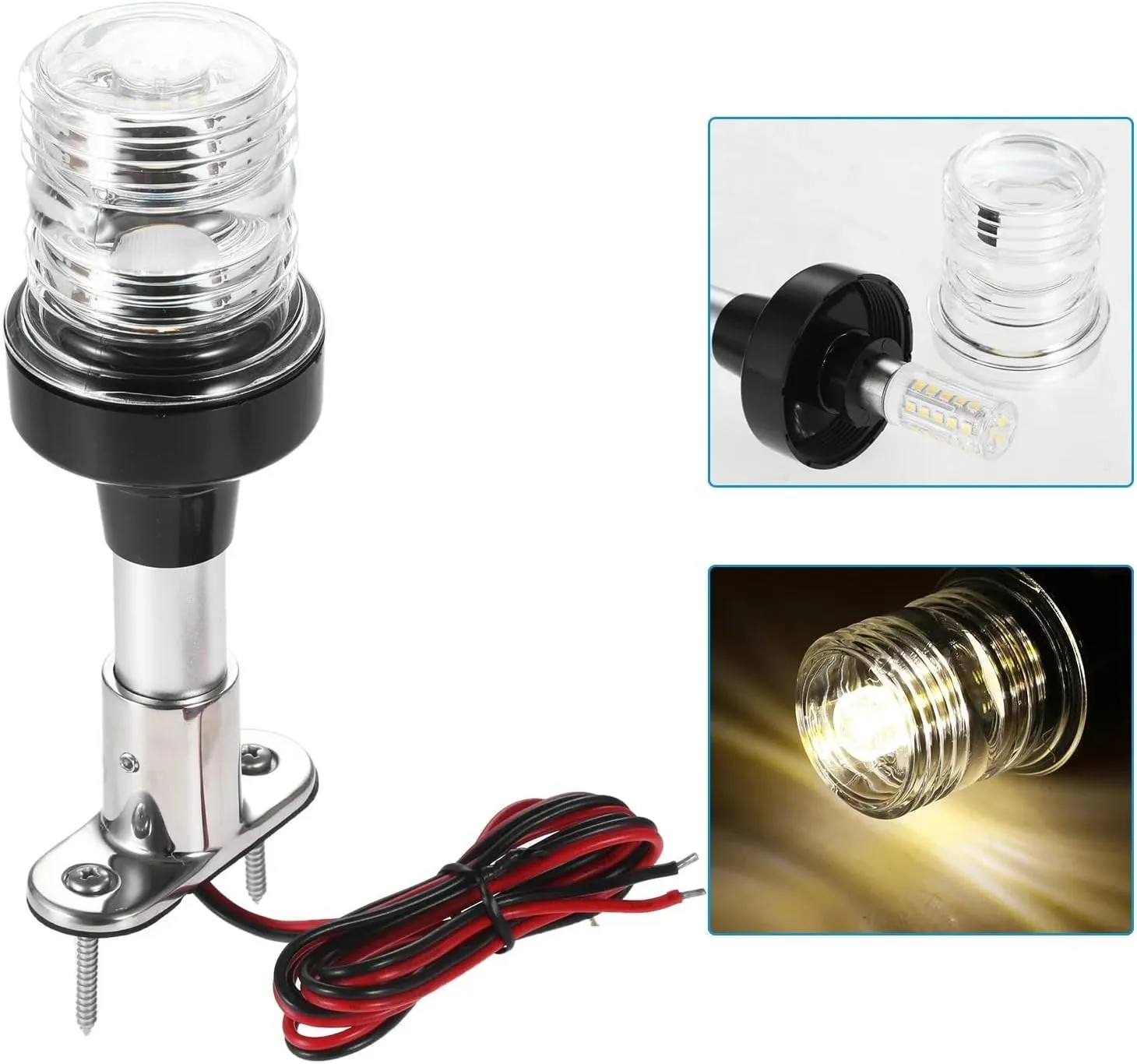 LED Boats Navigation Light Boat Anchor Light, Marine Waterproof Stern Anchor Light DC12~24V Sailing Signal Light 4000~4500K White (Size: 6inch)