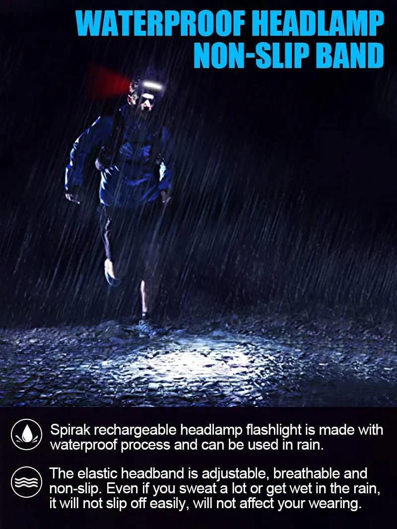 LED Headlamp Flashlight 4Packs, 1000lumens 230° Broadbeam Headlight, USB Rechargeable Head Lamp with Red Taillight, Lightweight Waterproof Headlamps for Camping Running Hiking, Hard Hat Headlamp