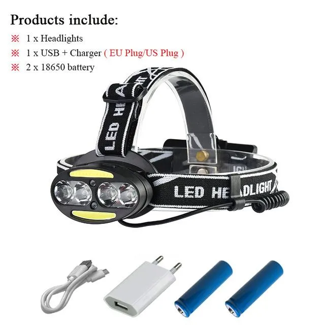 led headlamps usb 18650 cob headlight headtorch xml t6 Infrared Induction head lamp head torch flashlight rechargeable battery
