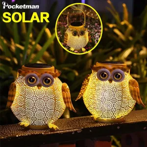 LED Solar Light Outdoor Hanging Landscape Lamp Projector Lamp Waterproof Camping Light Owl Night Light Garden Decoration Light