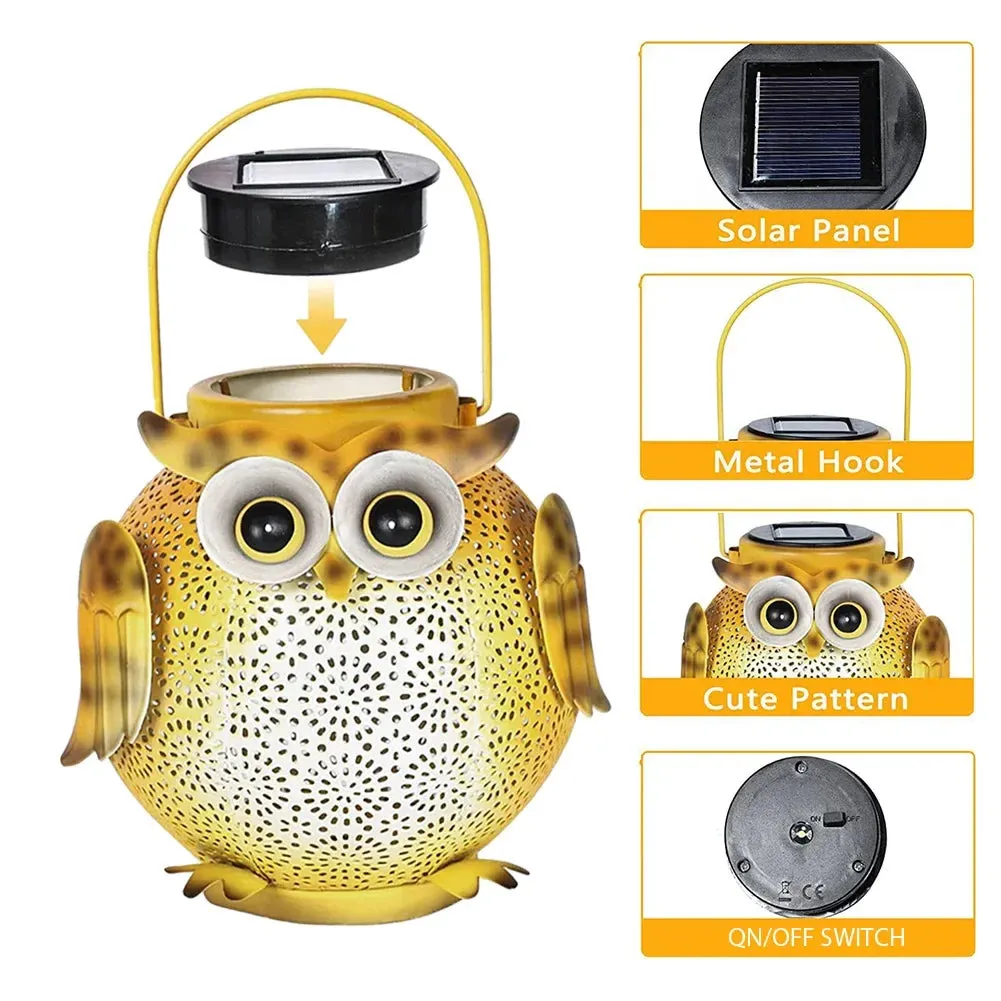 LED Solar Light Outdoor Hanging Landscape Lamp Projector Lamp Waterproof Camping Light Owl Night Light Garden Decoration Light