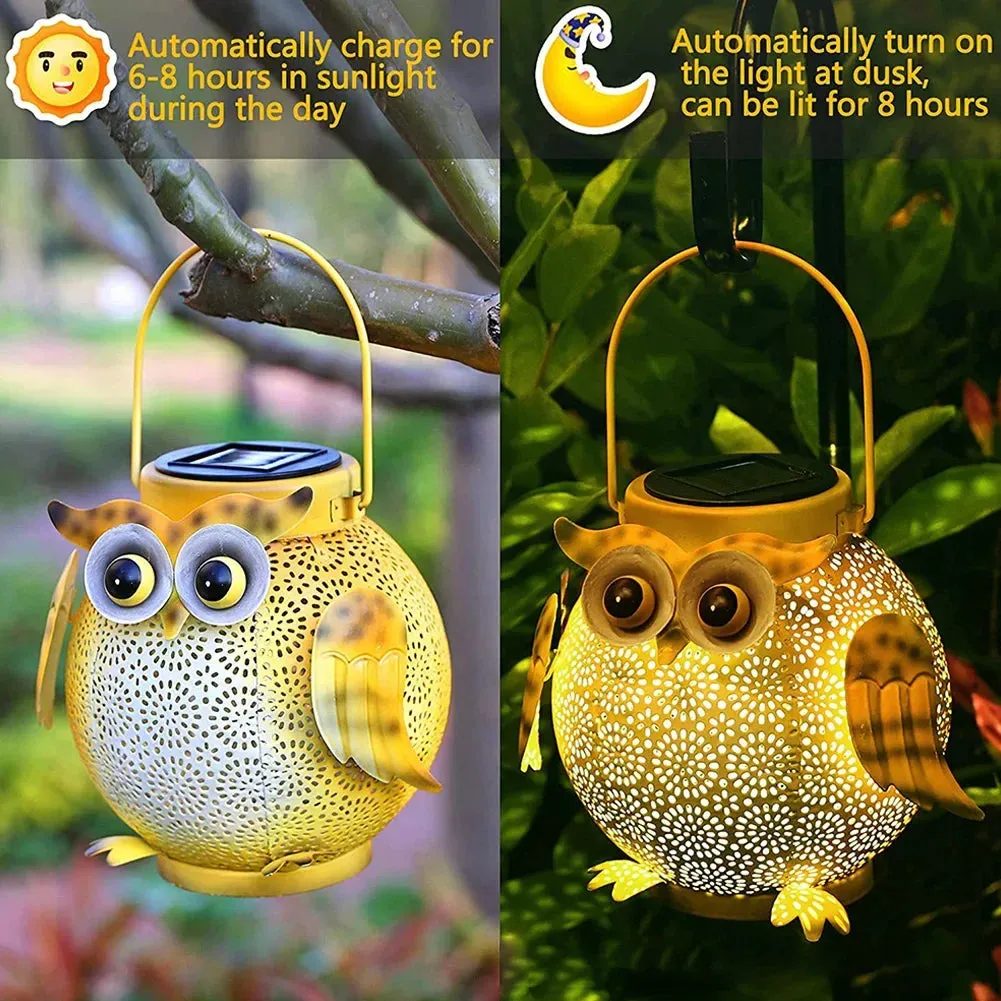 LED Solar Light Outdoor Hanging Landscape Lamp Projector Lamp Waterproof Camping Light Owl Night Light Garden Decoration Light