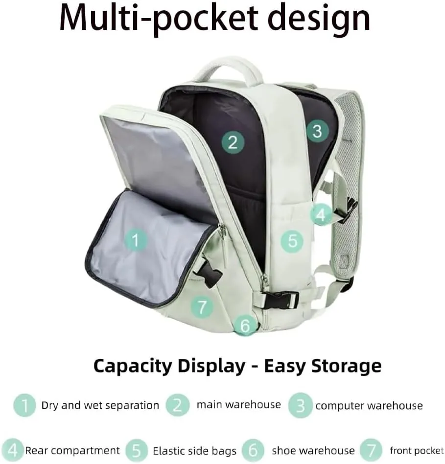 Levettevac Backpack, Levettevac Mochila, Expandable Large Capacity, with Separate Shoe Compartment (Pink)