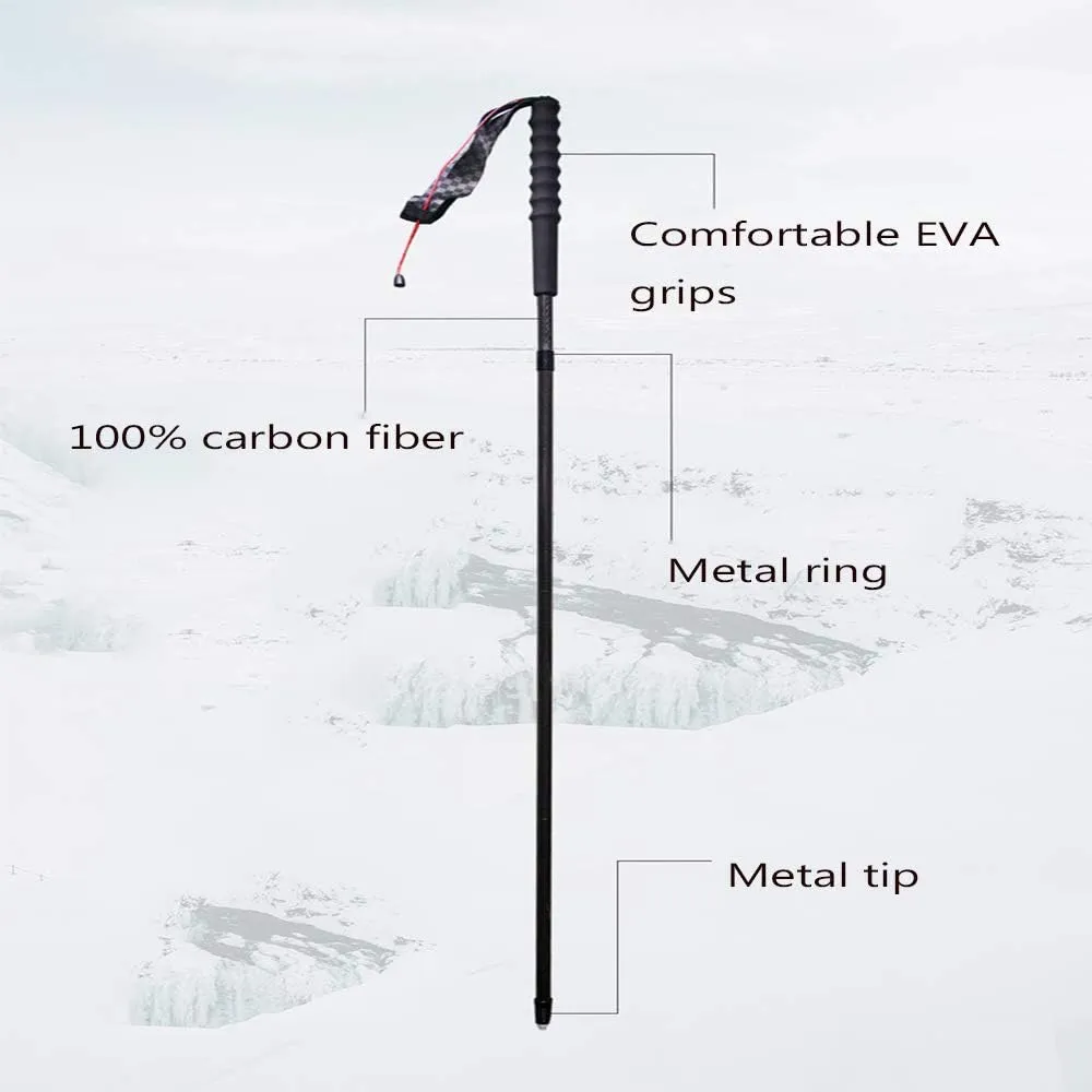 Lightweight Collapsible Carbon Fiber Trekking Poles-2 Pack Strong Folding Best Walking Stick,Anti-Shock Extendable Hiking Pole for Camping, Mountainin (2pc Pack 110cm)