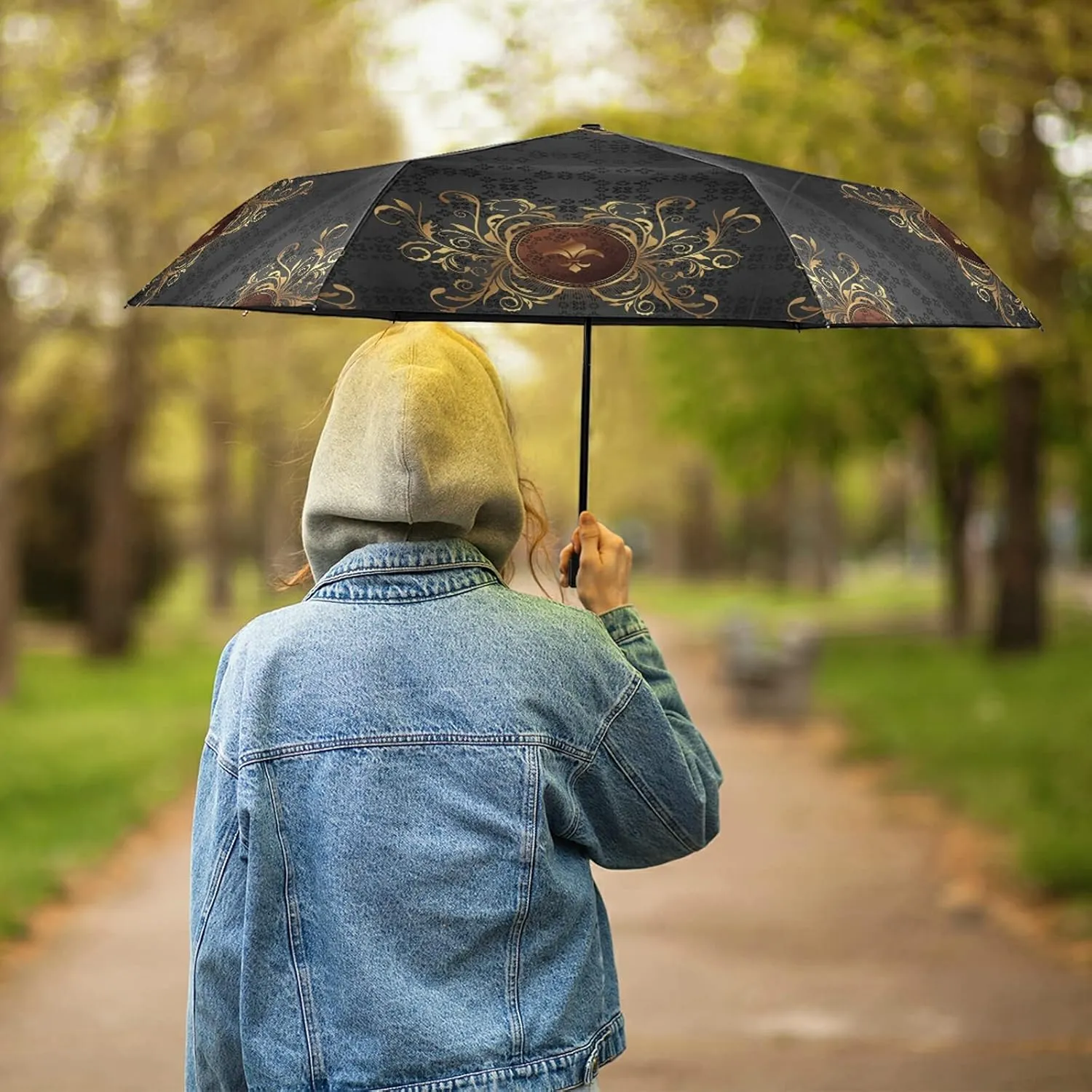 Lightweight Folding Umbrella, Portable Sun Travel Parasol, Compact Anti-UV Strong Rain Umbrella