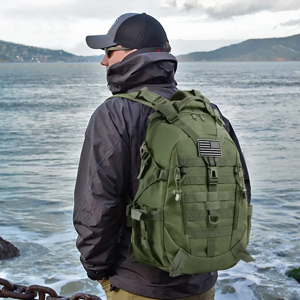 LIMHOO Tactical Motorcycle Backpack Military Molle Bag EDC Rucksack Hiking Daypacks for Cycling Camping Trekking Hunting Traveling with Reflective Straps (Army Green)