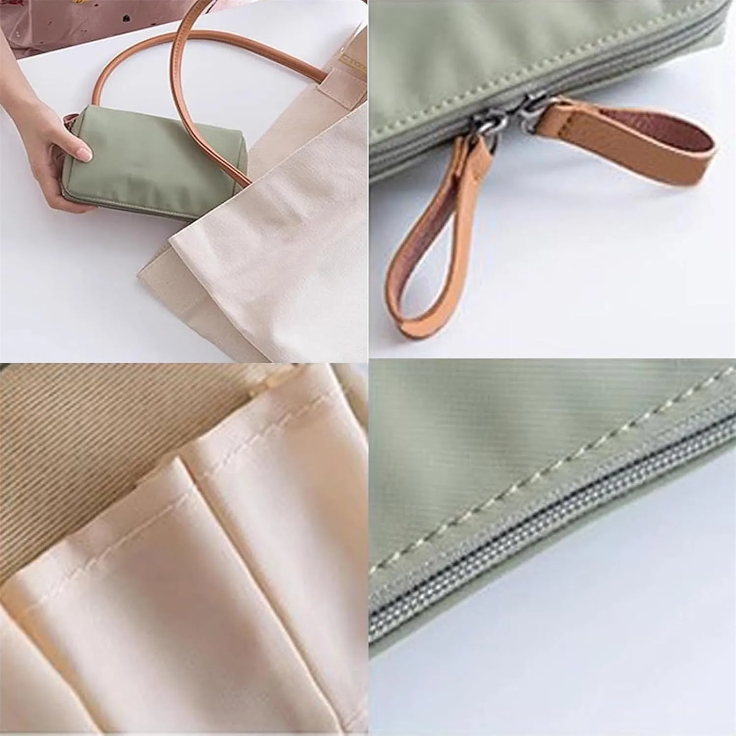 LONGLUAN Tidynook Makeup Bag Small, Tidynook Cosmetic Bag, Tidynook Lipstick Makeup Bag Mini, Tidynook Makeup Bag for Purse, Tidynook Makeup Pouch with Compartments (2PCS-B)