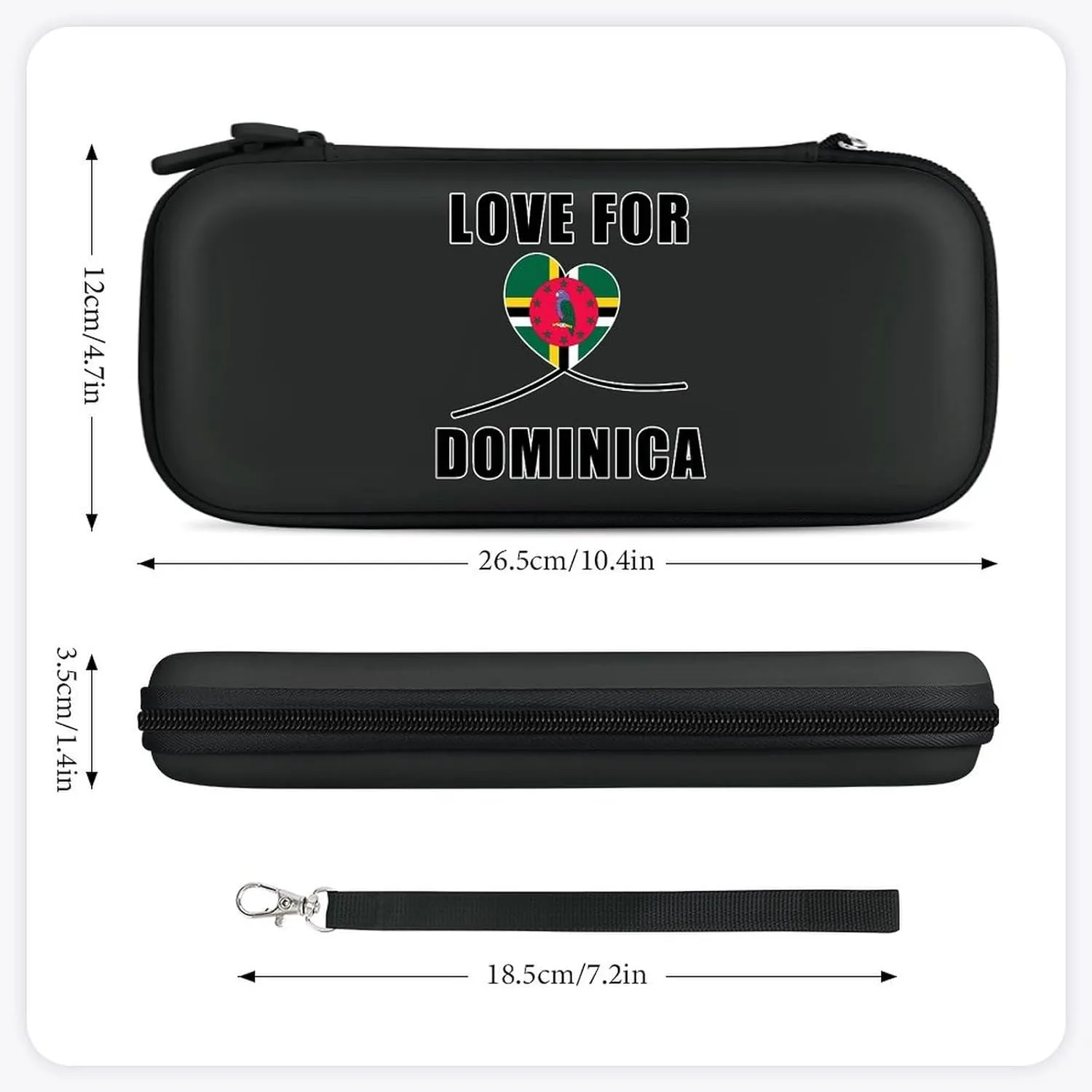 Love to Dominica Dominician Flag Compatible with Switch Carrying Case Hard Travel Game Bag Pouch with 15 Games Accessories