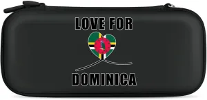 Love to Dominica Dominician Flag Compatible with Switch Carrying Case Hard Travel Game Bag Pouch with 15 Games Accessories