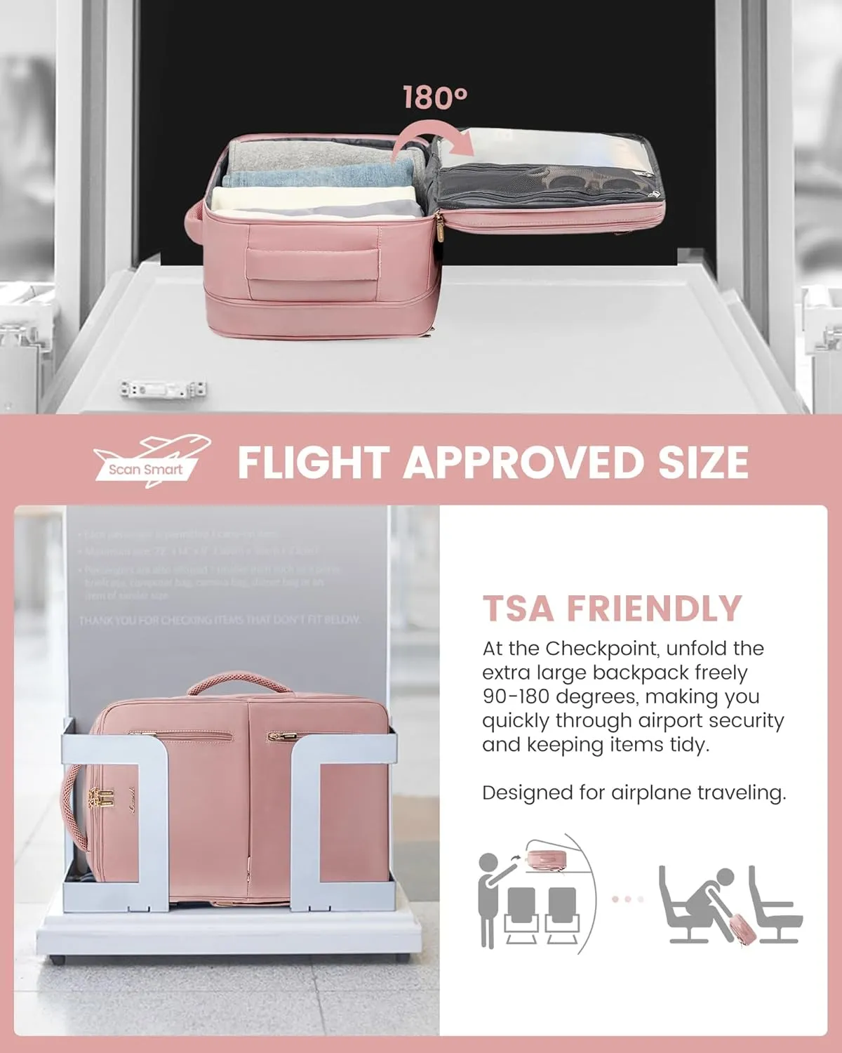 LOVEVOOK 40L Travel Backpack With 3 Packing Cubes Expandable Large Laptop Backpack Women Waterproof Backpack Waterproof Daypack Travel Bag TSA Fit 17inch Laptop Luggage With USB Charging Port