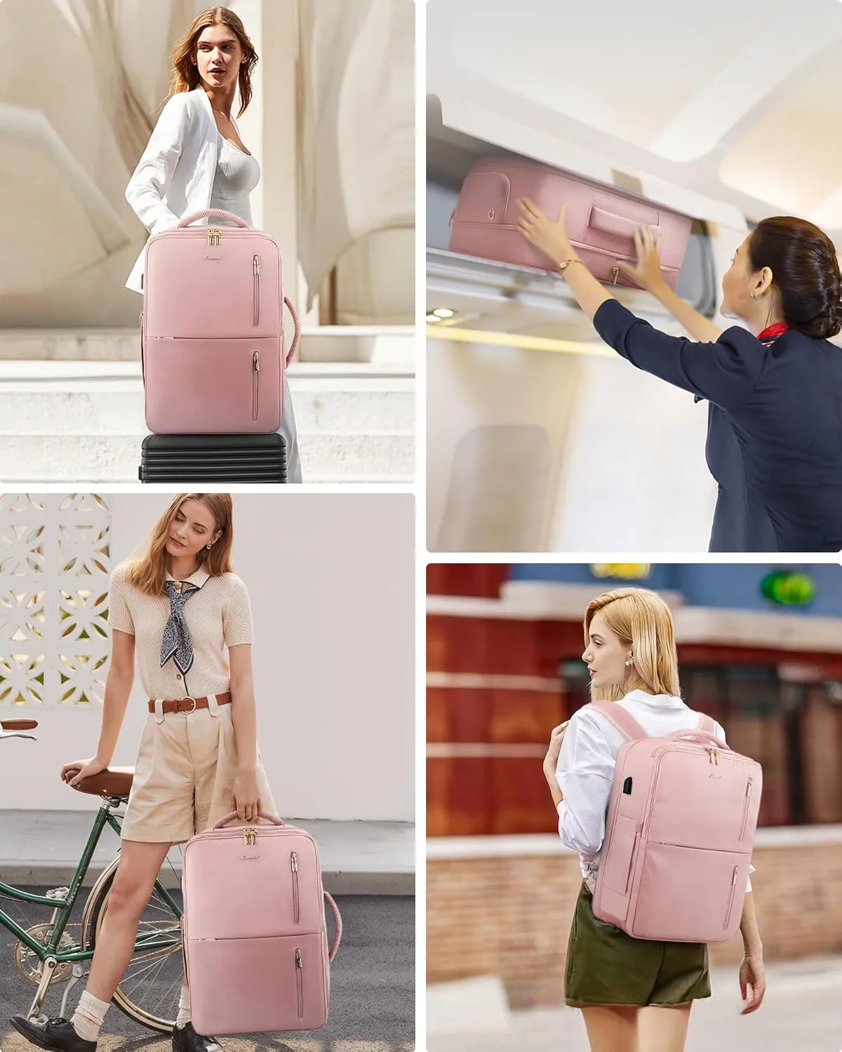 LOVEVOOK 40L Travel Backpack With 3 Packing Cubes Expandable Large Laptop Backpack Women Waterproof Backpack Waterproof Daypack Travel Bag TSA Fit 17inch Laptop Luggage With USB Charging Port