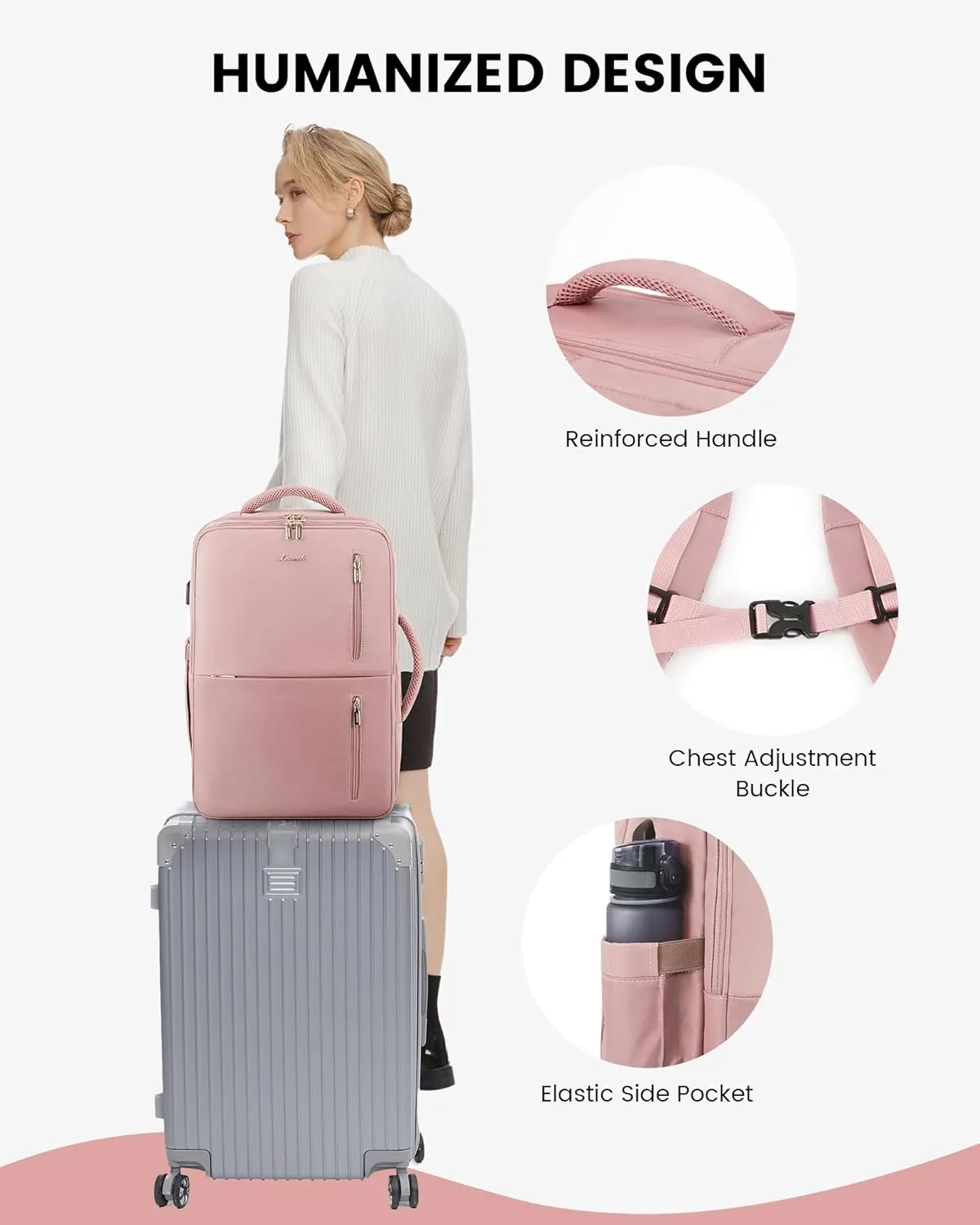 LOVEVOOK 40L Travel Backpack With 3 Packing Cubes Expandable Large Laptop Backpack Women Waterproof Backpack Waterproof Daypack Travel Bag TSA Fit 17inch Laptop Luggage With USB Charging Port