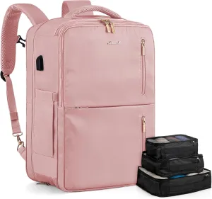 LOVEVOOK 40L Travel Backpack With 3 Packing Cubes Expandable Large Laptop Backpack Women Waterproof Backpack Waterproof Daypack Travel Bag TSA Fit 17inch Laptop Luggage With USB Charging Port