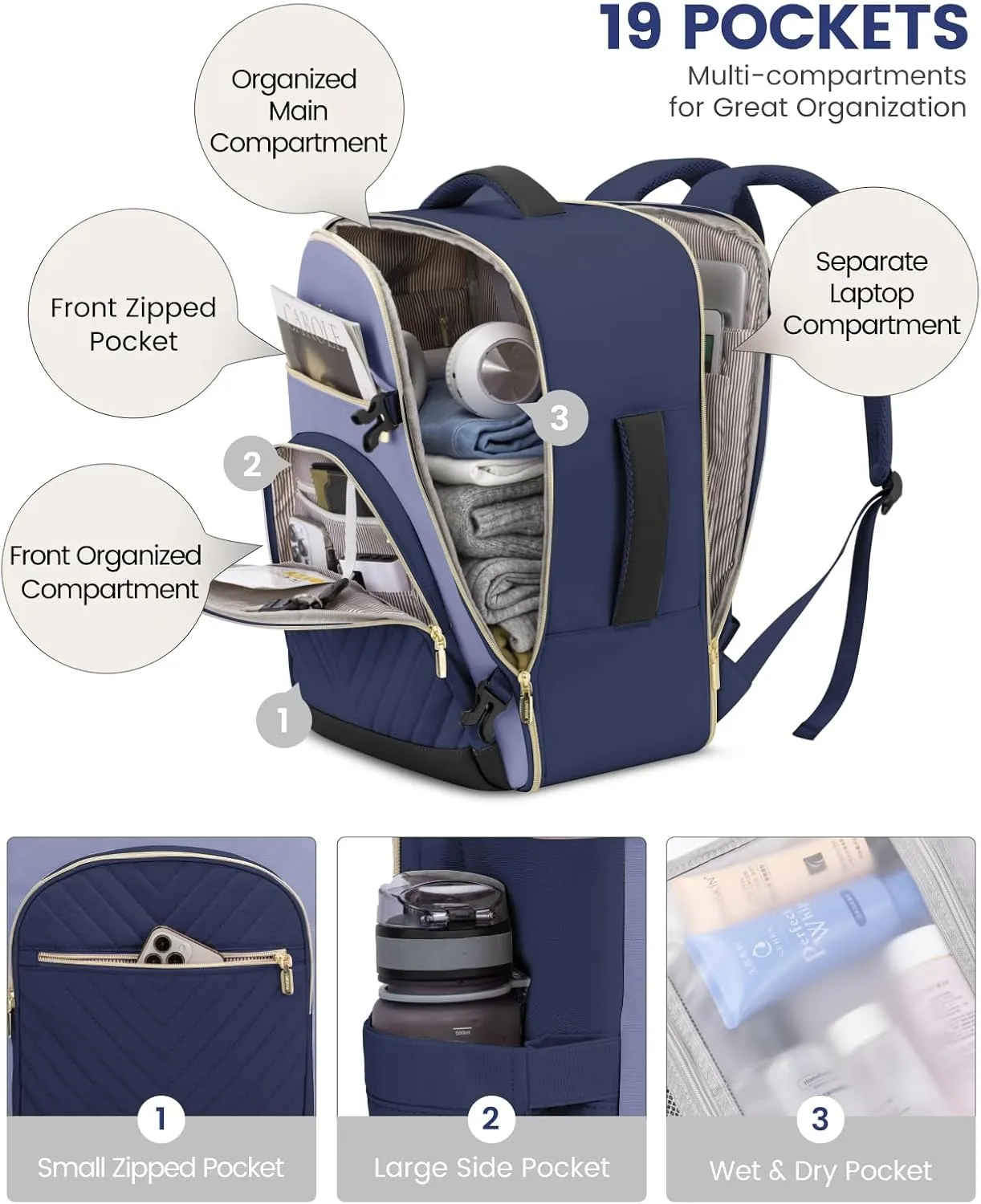 LOVEVOOK Travel Backpack for Women,40L Carry On Backpack for Airplanes,17.3 Inch Laptop Personal Item Travel Bag